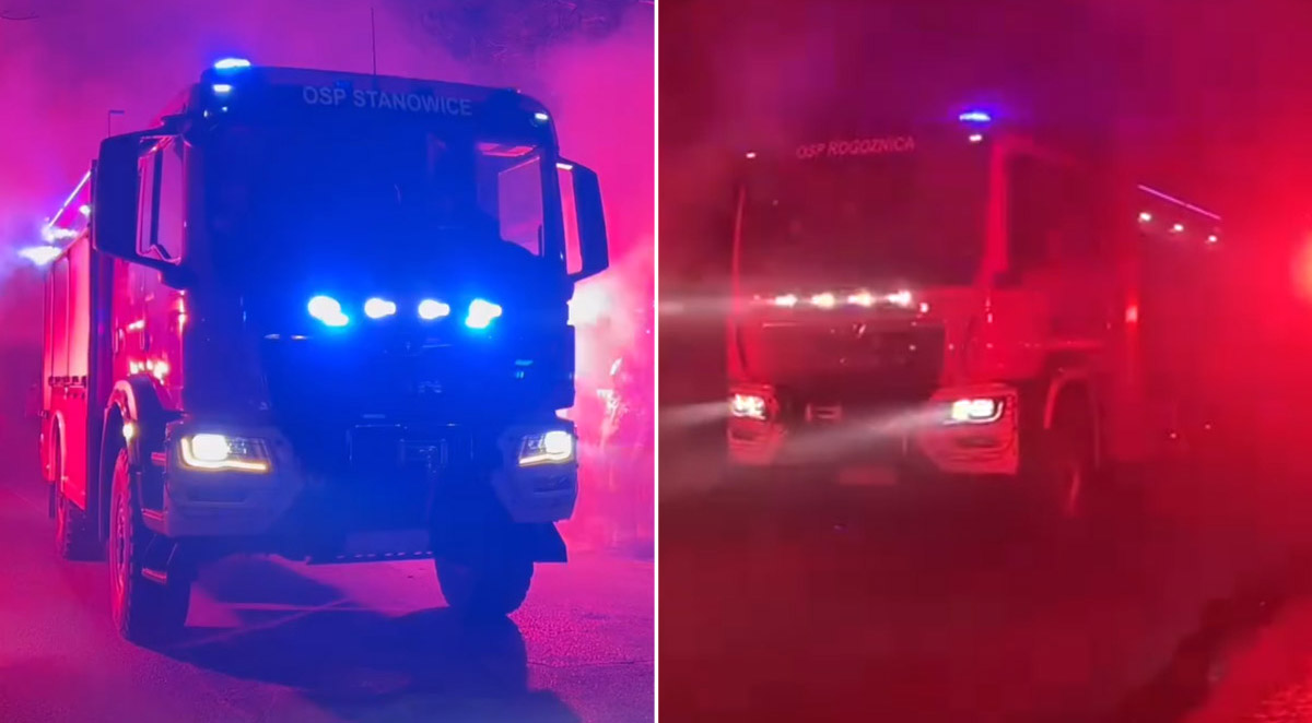 Druhowie ze Stanowic i Rogoźnicy z hukiem powitali nowe wozy strażackie [WIDEO] 